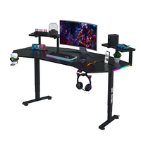 Bureau de jeu réglable Beisijie, nouveau modèle, avec éclairage RGB, pour ordinateur, électrique, noir