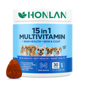 วิตามินเสริมสำหรับสัตว์เลี้ยงแบบเคี้ยวได้ 15 in 1 มัลติวิตามินแบบเคี้ยวเนื้อนุ่มสำหรับสุนัข เสริมภูมิคุ้มกัน ระบบย่อยอาหาร ข้อต่อ หัวใจ สุขภาพผิวหนังและขน - Product Image 2