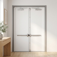 Porte de sortie coupe-feu avec barre anti-panique et ferme-porte automatique, double battant en acier résistant au feu pour couloir d'escalier et immeuble de bureaux