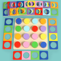 Juego Educativo de Madera para Niños, Tablero de Combinación de Colores, Entrenamiento de Pensamiento Lógico, Aprendizaje Temprano, Juego Cognitivo, Rompecabezas de Bloques de Construcción