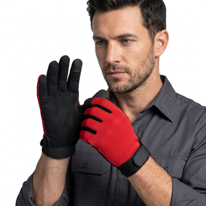 Gants de travail antidérapants en PU JNA GROUP, bouts des doigts texturés, poignet élastique, gants de sécurité polyvalents, épaisseur 4 mil, 10 pouces, rouge - Product Image 5