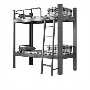 Cama Alta Moderna Tipo <span class=keywords><strong>Loft</strong></span> para Niñas, Tamaño King, de Metal y Madera, para Dormitorio Escolar o Apartamento, Modelo Meida MD-GLC03, con Escalera, Uso Comercial - Product Image 3