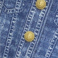 Cardigan en tricot jacquard denim respirant anti-boulochage à manches longues coupe ajustée pour femme avec logo frontal