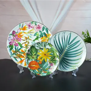 Vintage seramik çiçek yemek tabakları yağmur ormanı porselen düğün suplalar servis tabağı
