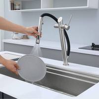 Robinet de cuisine en acier inoxydable SUS304 doré, rotatif à 360 degrés, avec flexible en silicone, mitigeur intelligent