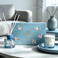 Coffret Cadeau Luxe Bougie Parfumée et Diffuseur à Bâtonnets – Pot en Verre, Parfum d'Ambiance, Aromathérapie, Décoration pour Marques de Détail et Marques Blanches