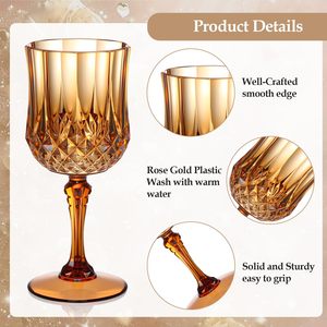 210ml 7oz <b>Plastic</b> Brown Vintage Wine <b>Glasses</b> Drinking <b>Glasses</b> Unbreakable Wedding Glassware Crystal Water Goblets - Product Image 3