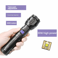 Linterna de Alta Potencia de 30W, Luz Fuerte de Largo Alcance de 6000m, Iluminación Láser Blanca, Carga TIPO-C