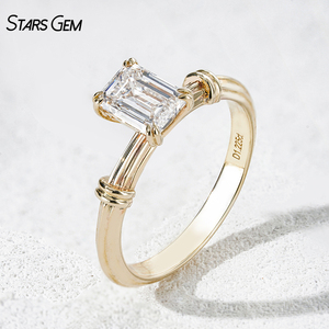 Bague en diamant de laboratoire, or jaune 10 carats, 1,2 carat, taille émeraude, bague solitaire, bagues de fiançailles - Product Image 3
