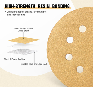 1250 cái 5inch 125mm satc móc và vòng 8 lỗ 60-400 Grit Vòng nhôm Oxit mài mòn đĩa chà nhám - Product Image 3