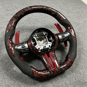 Volant en fibre de carbone forgée rouge en promotion pour BMW M2 M3 M4 M5 F10 <span class=keywords><strong>F50</strong></span> F30 F32 F80 F82 F90 E90 E92 E60 E63 G20 G30 - Product Image 6
