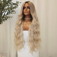 Perruque Blonde Body Wave HD Lace Front en Cheveux Humains Européens Remy, Sans Colle, Pré-Pluckée, Ligne de Cheveux Naturelle, Longue et Ondulée