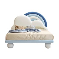 Lit Simple en Bois Charmant Style Dessin Animé pour Chambre d'Enfants Filles et Garçons