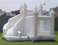 Château Gonflable Blanc Luxe Léger avec Toboggan, Location pour Mariages et Fêtes, Combo Maison de Rebond pour Enfants, Événements Extérieurs