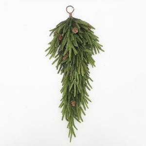 Corona de <span class=keywords><strong>Araucaria</strong></span> navideña de lujo de 61CM con piñas Centro de mesa de vacaciones hecho a mano para Navidad Pino artificial de <span class=keywords><strong>la</strong></span> isla de Norfolk - Product Image 5