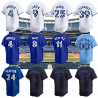 Maillots de baseball personnalisables pour hommes, bleu et blanc, avec logos brodés, uniformes de baseball