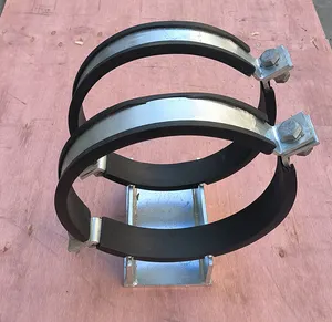 SH400 SH600 Galvanized Steel Zinc Plated 2 Screw Heavy Duty Pipe Clamp With EPDM Rubber Lined Pipe Clamp