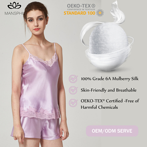 Nuovo Design lussuoso 6A grado 16/19/20/22/25 <span class=keywords><strong>pigiama</strong></span> di seta <span class=keywords><strong>pigiama</strong></span> in seta <span class=keywords><strong>pigiama</strong></span> Nighty Top in <span class=keywords><strong>pizzo</strong></span> e pantaloncini da <span class=keywords><strong>donna</strong></span> - Product Image 6