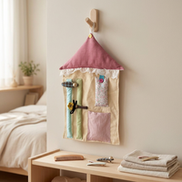 Organisateur mural multi-poches en tissu pour pinces à cheveux, en forme de maison, style japonais-coréen, accessoire de rangement pour chambre d'enfant