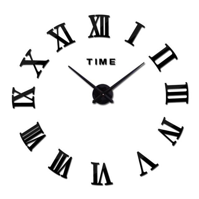 DIY Roman Digital Circular Wall Clock in Living Room Large Size 3D Personalized Art Mirror Wall Sticker Silent Decorative Clock