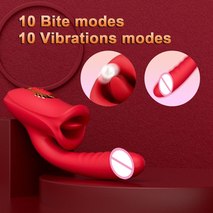 Jouet sexuel réaliste en forme de langue, vibrateur clitoridien avec 10 modes de succion et 10 modes de vibration pour stimuler le clitoris - Product Image 3