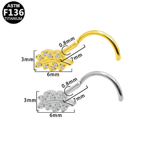 Anneau de nez en titane en forme de S avec cristal étoilé pour piercing de nez, bijou unisexe, accessoire de mode ASTM F136 - Product Image 3