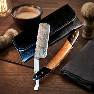 ASAP Damascus Stainless <b>Men</b> Shaving Razor Set for Body <b>Bikini</b> Colorful Face Straight Blade Folding Razor Wood Handle - Product Image 5