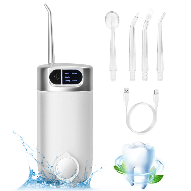 Handheld Electric Oral Care Teeth Cleaning Device Rechargeable Cordless Telescopic Water Flosser Built-in Mirror Household IPX7