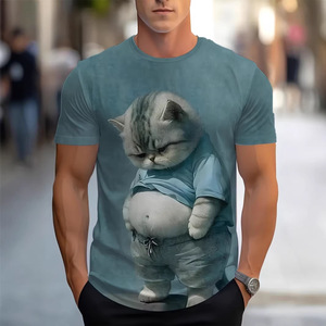 Men's 3D <b>Cat</b> Print <b>T</b>-Shirt Regular Fit Short Sleeve Digital Printed Jersey Fabric Adult Youth Casual Wear - Product Image 5