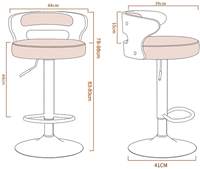 Salon en cuir Mobilier de cuisine minimaliste moderne Dossier Tabouret de bar à levage à rotation élevée