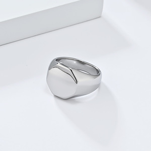 yunnique style minimalist geometric design mirror <b>titanium</b> steel <b>ring</b> for men, high-end everyday commuting jewelry. - Product Image 3