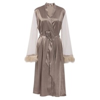 Femmes chaudes vêtements de salon peignoir pyjamas Robe de nuit Robe de sous-vêtements plume longue Robe de mariée Sexy dentelle Lingerie nuisette pour dames
