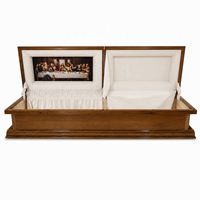 Ataúd de MDF de Lujo con Acabado Brillante, Estilo Americano, de Madera de Caoba, Suministros Funerarios, Venta al por Mayor de Fábrica, Personalizado