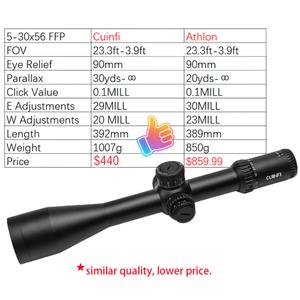Cuinfi 5-30x56 Siyah Mat Sert Eloksallı Gövde Su Geçirmez IP67 Darbeye Dayanıklı Av Dürbünü Uzun Menzilli - Product Image 5