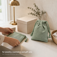 Sac de rangement pour chaussures en lin gaufré écologique, personnalisable avec logo, réutilisable, de haute qualité, en tissu organique recyclé, avec cordon de serrage