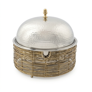 Cuisine de qualité supérieure restauration récipient pour aliments usagés marmite casseroles à double paroi servant une marmite en acier inoxydable avec martelé - Product Image 1