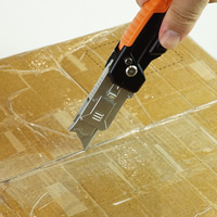 Couteau de transformateur utilitaire léger OEM avec lame pliante en acier à haute teneur en carbone Bulit-in 2 lames de rechange Coupeur de boîte de poche