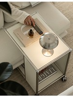 Table console roulante de luxe moderne Bauhaus en acier inoxydable, chariot de rangement mobile, mobilier de salon durable