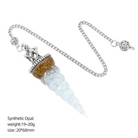 Pendentif pendule en cristal naturel, style vintage, tête de couronne, cône spiralé, pour yoga et méditation, fréquence réglable, pendule en résine