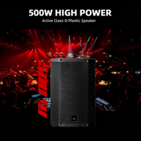 Haut-parleur actif professionnel de 15 pouces en plastique durable avec amplificateur de classe D et Bluetooth TWS, 500W RMS, portable, prise en charge du logo personnalisé