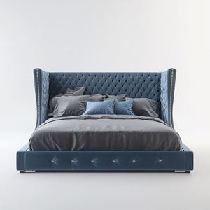 เตียงนุ่มหรูหราทันสมัยระดับไฮเอนด์พร้อมกรอบไม้สนคู่สไตล์เรียบง่ายสำหรับเฟอร์นิเจอร์โรงแรมหรือห้องนอนในบ้าน - Product Image 2