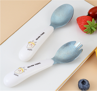 Nouveau Design classique ensemble de vaisselle pour enfants en alliage de titane pur cuillère fourchette cuillère dentée Portable avec poignée en plastique Camping