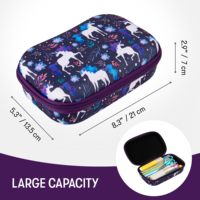 Trousse à crayons licorne bleue pour filles, jolie boîte à crayons pour l'école, boîte organisatrice de papeterie de grande capacité