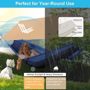 Abri de pluie pour hamac, bâche de camping 12x10FT avec poteaux, bâche de tente de survie imperméable et ultralégère - Product Image 2