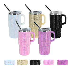 5oz Mini bicchierino in acciaio inox con strass per bambini Tumbler con manico a doppia parete tazze da caffè insalate - Product Image 5