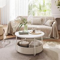 Table basse ronde moderne avec rangement convertible Nouveau design Table centrale de salon Table à thé durable pour usage domestique