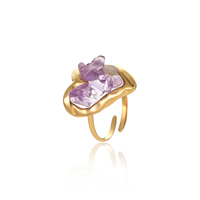 Bagues Cœur à Pierres Naturelles Concassées Colorées pour Femme en Acier Inoxydable, Réglables, Bijoux Hypoallergéniques, Tendance et Uniques