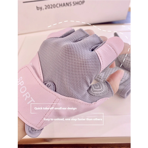 Guantes de Entrenamiento Transpirables para Levantamiento de Pesas con Kettlebell, Guantes de Gimnasio Antideslizantes de Medio Dedo con Absorción de Impactos para Mujer - Product Image 4