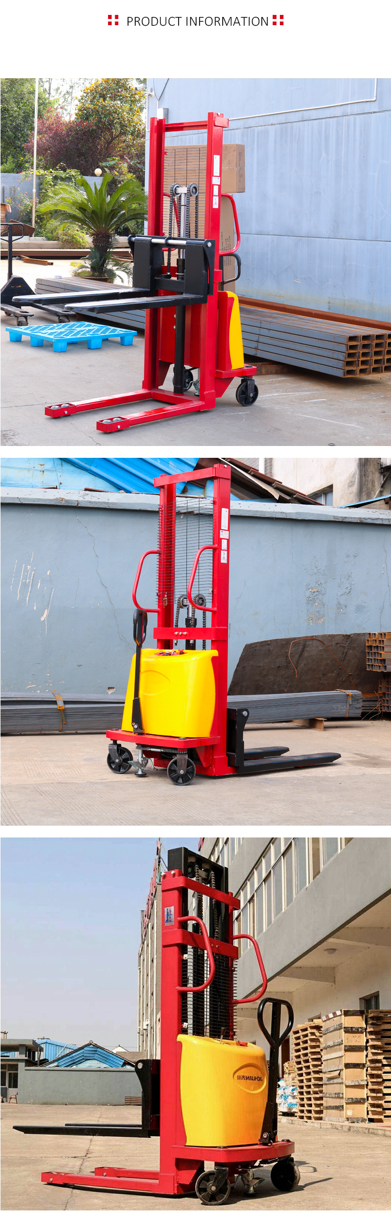 Electric Fork Lifter 1 Ton Forklift Pallet Truck Electric High Lifter Semi Electric Stacker
