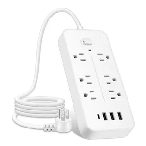 power strip with USB 6 outlet power strip usb type c outlet extender multi plug socket